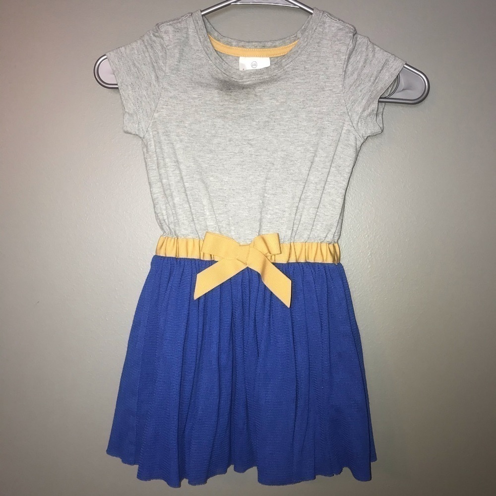 Hanna Andersson Girls Dress Short Sleeve Elastic waist  Blue Yellow 100/3T